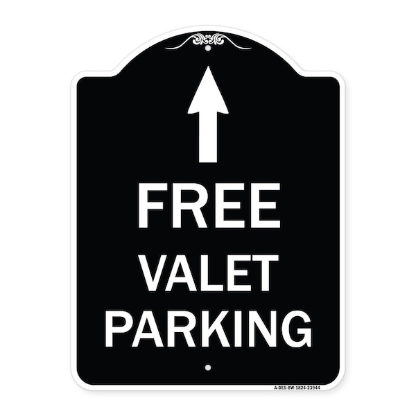 Signmission Free Valet Parking W/ Ahead Arrow Heavy-Gauge Aluminum Architectural Sign, 24" x 18", BW-1824-23944 A-DES-BW-1824-23944 - main